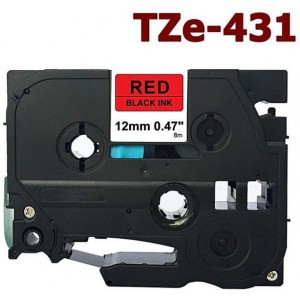 Dore analog Brother TZ-431 TZe-431 Label Maker Tape, 12mm x 8m, Black On Red