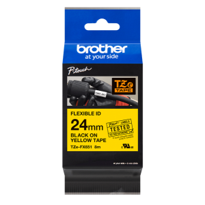Brother TZe-FX651, TZeFX651, printer labelkassette, Black on Yellow