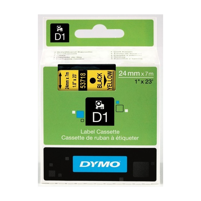 DYMO D1 Lente 24mm x 7m   melns uz dzeltenas (53718   S0720980)