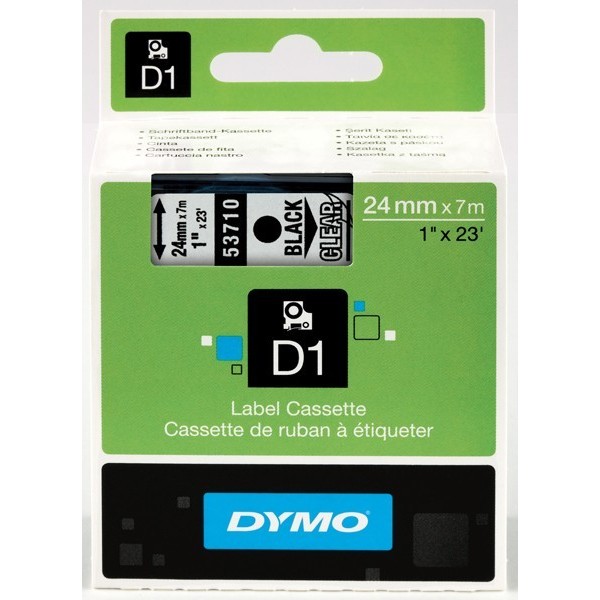 DYMO D1 Juostelė 24mm x7m   juodas ant skaidrios (53710   S0720920)