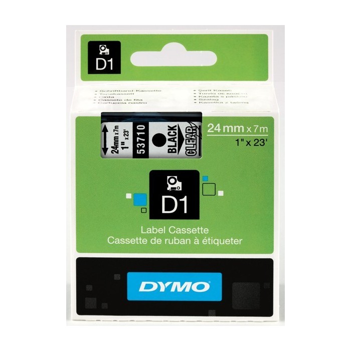 DYMO D1 Lente 24mm x 7m   melns uz caurspīdīgas (53710   S0720920)