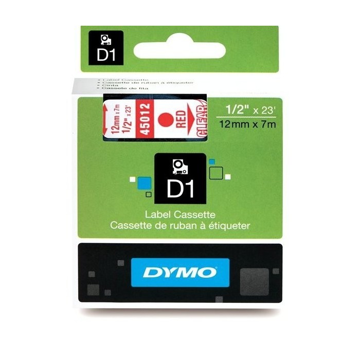 DYMO D1 Lint 12mm x 7m   punane läbipaistval (45012   S0720520)