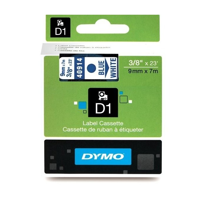 DYMO D1 juosta 9 mm x 7 m mėlyna ant baltos (40914 S0720690)