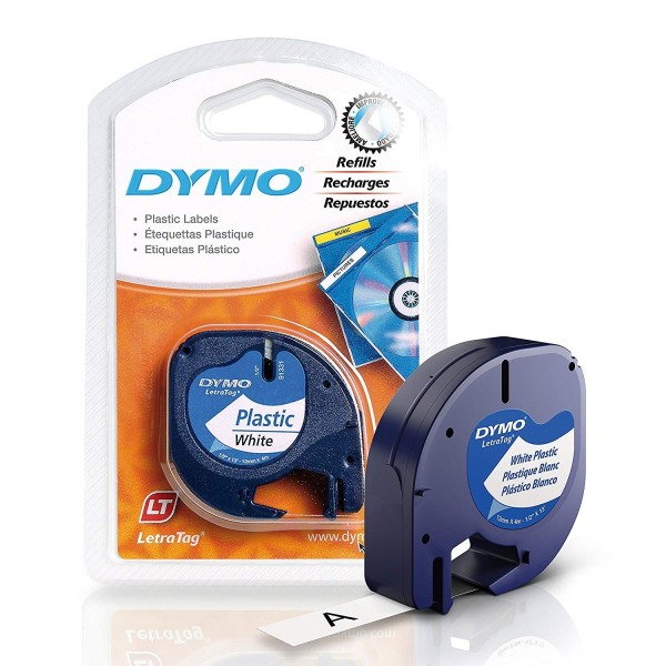 DYMO LetraTag PlastikLint 12mm x 4m   must valgel (S0721560   S0721660)