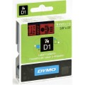 DYMO D1 teip 9 mm x 7 m must punasel taustal (40917 S0720720)