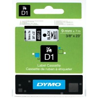 DYMO D1 -teippi 9 mm x 7 m Musta teksti valkoisella pohjalla (40913 S0720680)