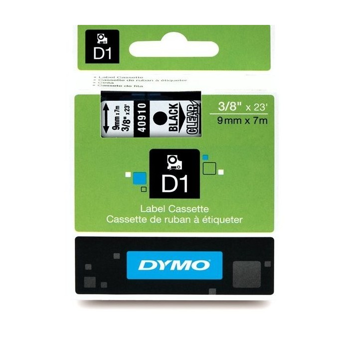 DYMO D1 lenta 9 mm x 7 m melna uz caurspīdīgas (40910 S0720670)