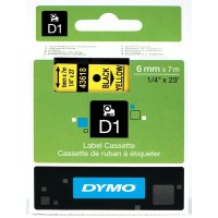 DYMO D1 -teippi 6 mm x 7 m Musta teksti keltaisella pohjalla (43618 S0720790)