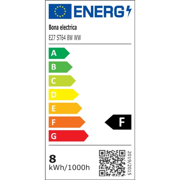 LED gijimo lemputė E27-ST64 8W 3000K