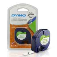 DYMO LetraTag Popierinė Juostelė 12mm x 4m   juodas ant baltos (S0721500   S0721510) – 10 vnt.