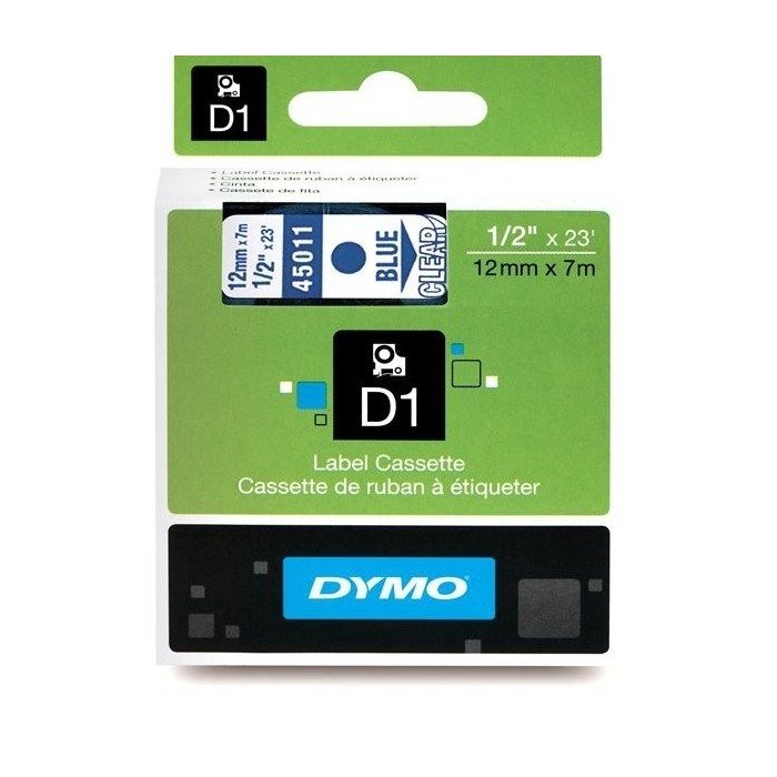 DYMO D1 Juostelė 12mm x7m   mėlynas ant skaidrios (45011   S0720510)