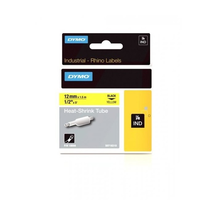 DYMO Rhino Heat-shrink tube 12 mm x 1.5m   black on yellow (18056 )