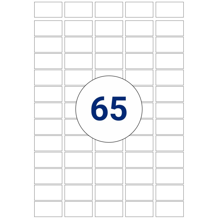A4 Этикеток 65 на листе. формат печати 38.1mm x 21.2mm X65. Листов ...