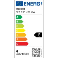 LED gijimo lemputė E27-C35 4W 3000K