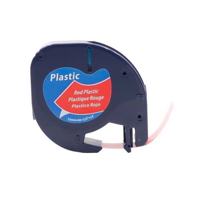 DYMO LetraTag Plastikinė Juostelė 12mm x 4m   juodas ant raudonos (S0721580)