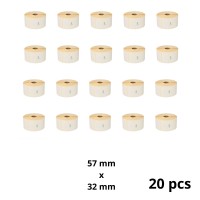 Zebra 800262-125 57mm x 32mm etikettirulla Dore analoginen set 20 kpl