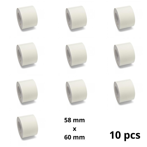 Zebra 58mm x 60mm label roll Dore compatible removable set 10 pcs