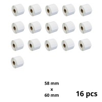 Zebra 58mm x 60mm label roll Dore compatible removable set 16 pcs