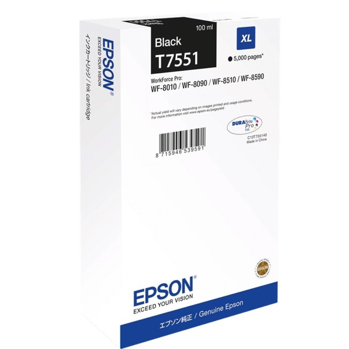 EPSON tindikassett C13T755140 T7551 XL BK