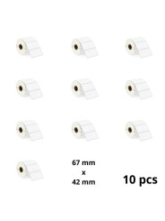 Zebra 67mm x 42mm Thermal Paper Labels 25 mm Core Dore Manufacturer, 10 pcs
