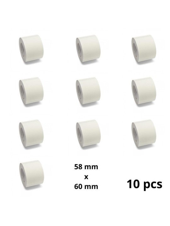 Zebra 58mm x 60mm termopaberist etiketid 25 mm südamikuga, tootja Dore, 10 tk Removable