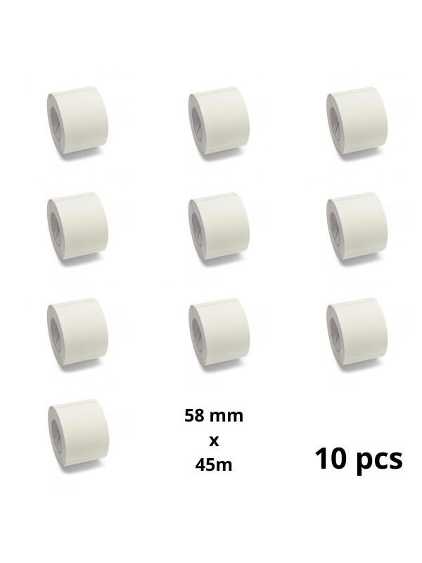 Zebra 58mm x 45m etikettirulla Dore analoginen set 10 kpl Zebra 58mm x 45m etikettirulla Dore analoginen set 10 kpl