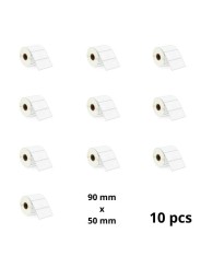 Zebra 90mm x 50mm lämpöpaperitarrat 25 mm ytimellä, valmistaja Dore, 10 kpl