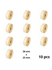 Zebra 880595-025DU 38mm x 25mm lämpöpaperitarrat 25 mm ytimellä, valmistaja Dore, 10 kpl