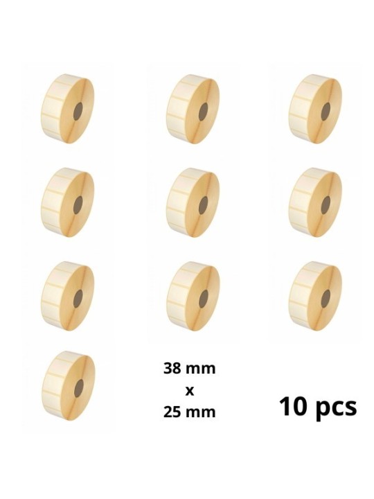 Zebra 880595-025DU 38mm x 25mm termopaberist etiketid 25 mm südamikuga, tootja Dore, 10 tk