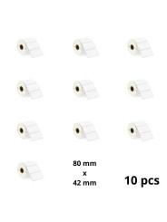 Zebra 80mm x 42mm lämpöpaperitarrat 25 mm ytimellä, valmistaja Dore, 10 kpl
