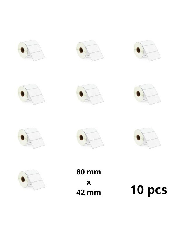 Zebra 80mm x 42mm termopaberist etiketid 25 mm südamikuga, tootja Dore, 10 tk Zebra 80mm x 42mm termopaberist etiketid 25 mm südamikuga, tootja Dore, 10 tk