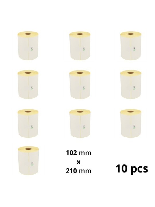 Zebra 800284-605 102mm x 210mm lämpöpaperitarrat 25 mm ytimellä, valmistaja Dore, 10 kpl