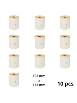 Zebra 800264-605 102mm x 152mm lämpöpaperitarrat 25 mm ytimellä, valmistaja Dore, 10 kpl