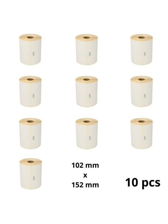 Zebra 800264-605 102mm x 152mm lämpöpaperitarrat 25 mm ytimellä, valmistaja Dore, 10 kpl