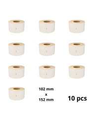 Zebra 200963 102mm x 152mm Thermal Paper Labels 76 mm Core Dore Manufacturer, 10 pcs