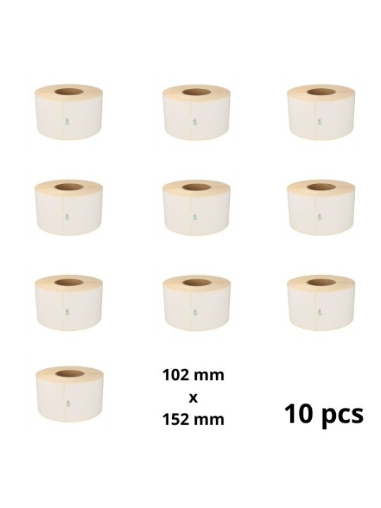 Zebra 200963 102mm x 152mm Thermal Paper Labels 76 mm Core Dore Manufacturer, 10 pcs