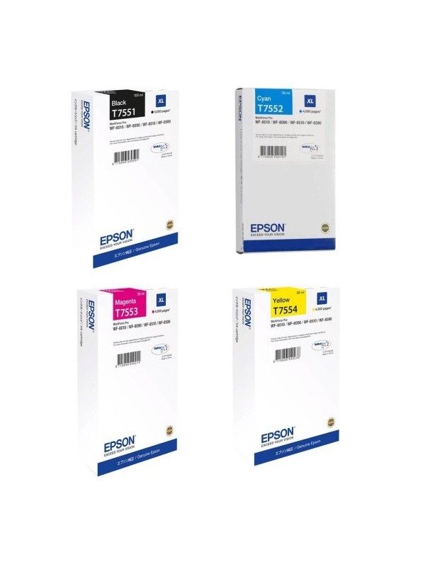 Epson T7551 T7552 T7553 T7554 rašalinės kasetės komplektas 4 vnt