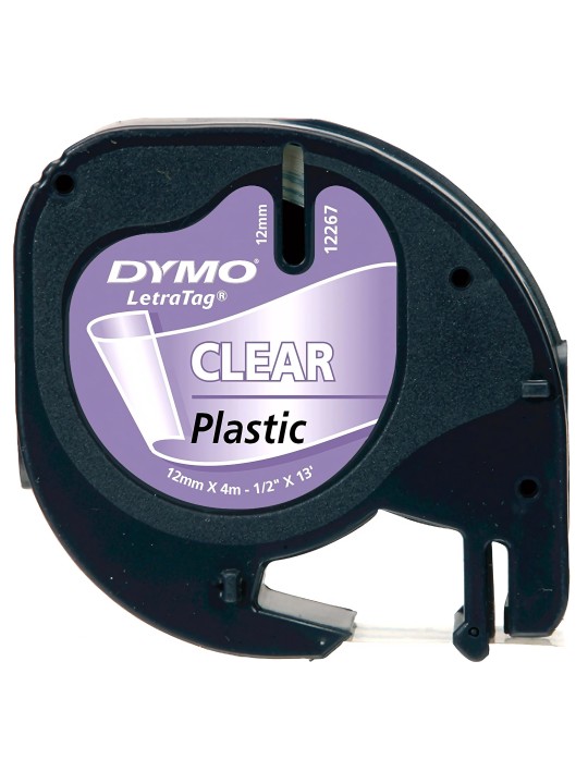 DYMO LetraTag PlastikLint 12mm x 4m   must läbipaistval  (S0721540)