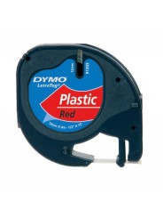 DYMO LetraTag Plastic Tape 12mm x 4m   black on red (S0721580)