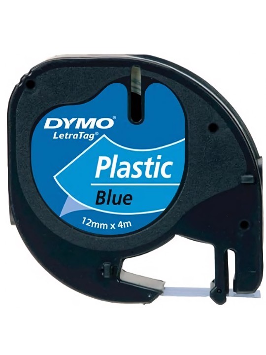 DYMO LetraTag Plastikinė Juostelė 12mm x 4m   juodas ant mėlynos (S0721600)