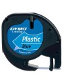 DYMO LetraTag Plastic Tape 12mm x 4m   black on blue (S0721600)