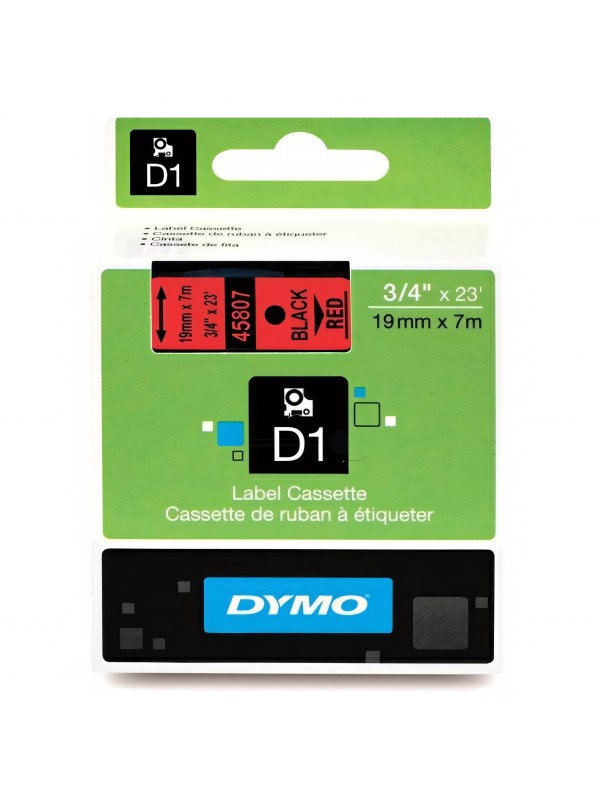 DYMO D1 Lente 19mm x 7m   melns uz sarkanas (45807   S0720870)