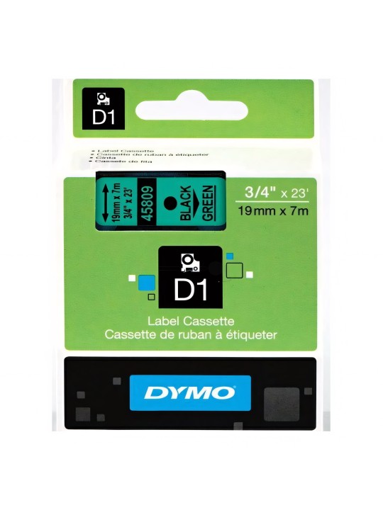 DYMO D1 Juostelė 19mm x7m   juodas ant žalios (45809   S0720890)