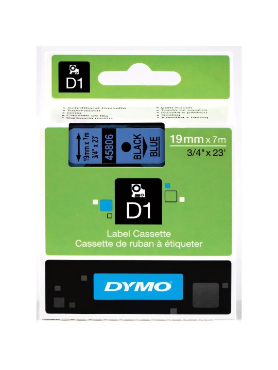 DYMO D1 Juostelė 19mm x7m   juodas ant mėlynos (45806   S0720860)