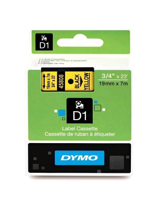 DYMO D1 Juostelė 19mm x7m   juodas ant geltonos (45808   S0720880)