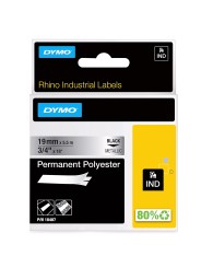 DYMO Rhino Permanent Polyester Tape 19 mm x 5.5m   metallized black on silver (18487)