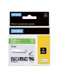 DYMO Rhino Vinyl Tape 12 mm x 5.5m   white on green (1805414)