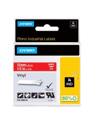 DYMO Rhino Vinyl Tape 12mm x 5.5m   red on white (1805416)