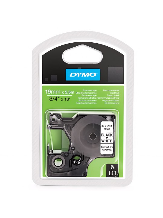 DYMO D1 Juostelė Poliesteris 19mm x 5.5m   juodas ant baltos (16960   S0718070) 