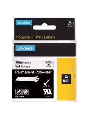 DYMO Rhino Poliesterio Juostelė 19mm x 5.5m   juodas ant baltos   (18484)